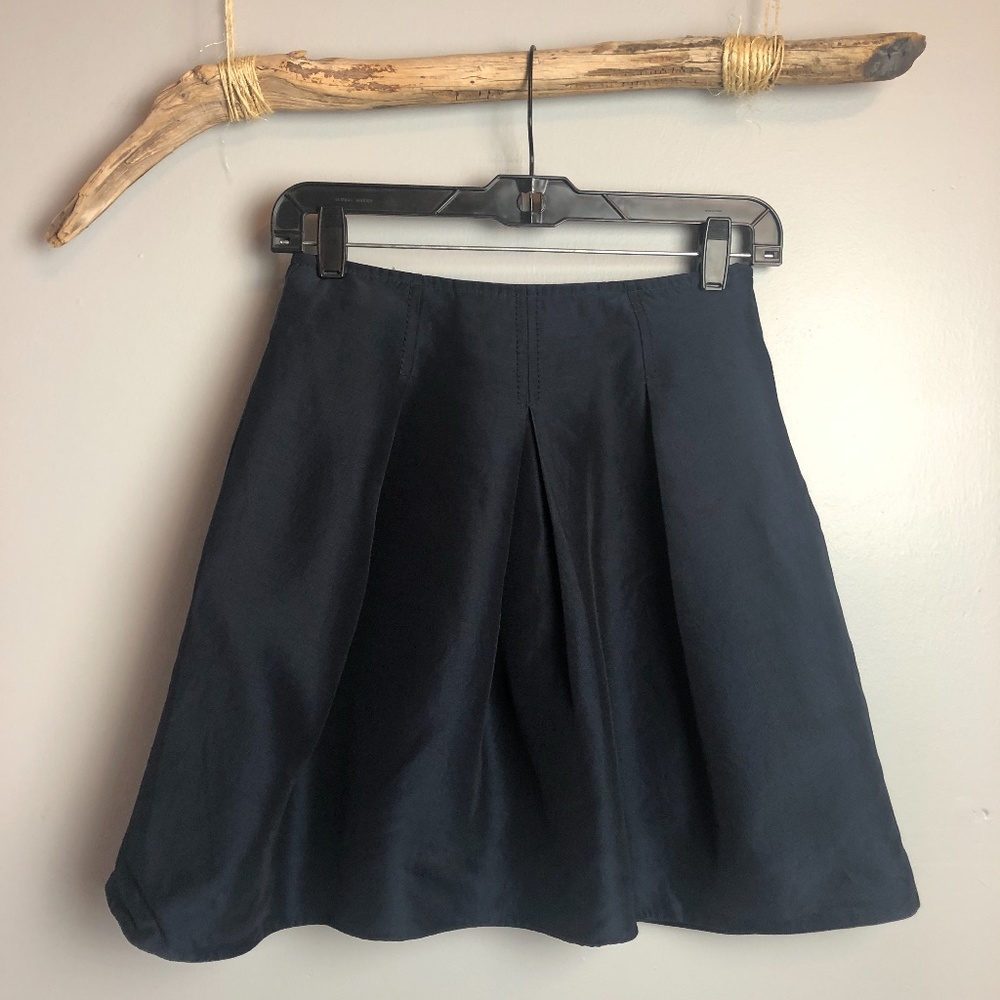 Valentino Navy Pleated A-line Skirt
